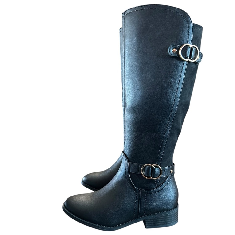 Karen Scott Leandraa Tall Riding Boots Buckled Strap Block Low Heel NEW 5.5